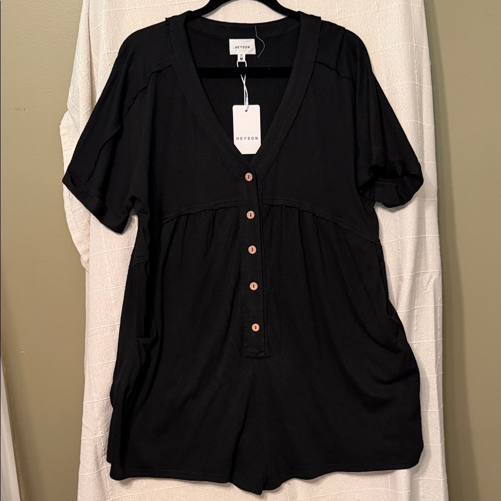 Black Button-Down Women's Romper